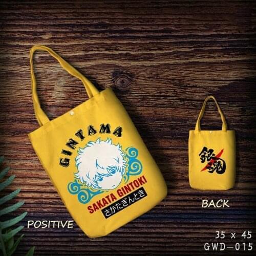 Gintama Sakata Gintoki Cute Anime Cartoon Cotton Bag Foldable Shopping Bag Customized with Own Logo Wholesale Grocery Bag