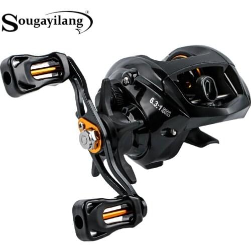 Sougayilang High Quality Baitcasting Fishing Reel Precision Machined Low Noise 12+1 Stainless Steel Ball Bearing Fishing Wheel