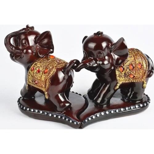 Chinese Imitation Mahogany Couple Baby Elephant Ornaments Housewarming Wedding Gifts Home Southeast Asian Style Ornaments