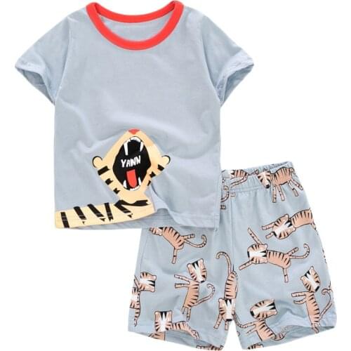 Korean Style Children Clothing Sets Summer New Boy Short Sleeve Shorts Suits Fashion Cartoon Pure Cotton Casual Set Kids Clothes