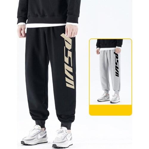 Korean Men Sweatpants Letter Wide Leg Trousers Print Fashion Pattern Hip Hop Casual 2021 Spring Autumn Decoration Pant Style