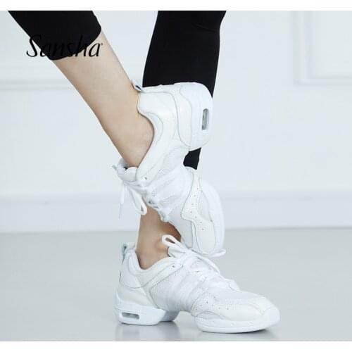 Sansha Unisex Dance Sneakers Leather Mesh Upper Thick PU Pro Breath Jazz Practice Sport Shoe Air Cushion P22LS
