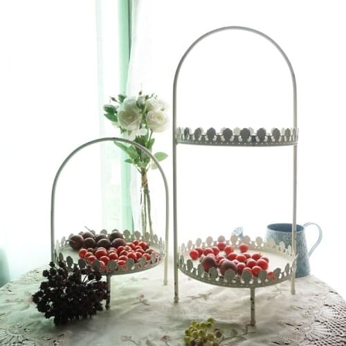 Round antique white metal tray vintage