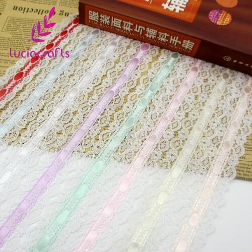 Lucia crafts 3y/8yards Lace Trim 30mm Polyamide Yarns Spliced Lace Embroidery For Dress Sewing P0516