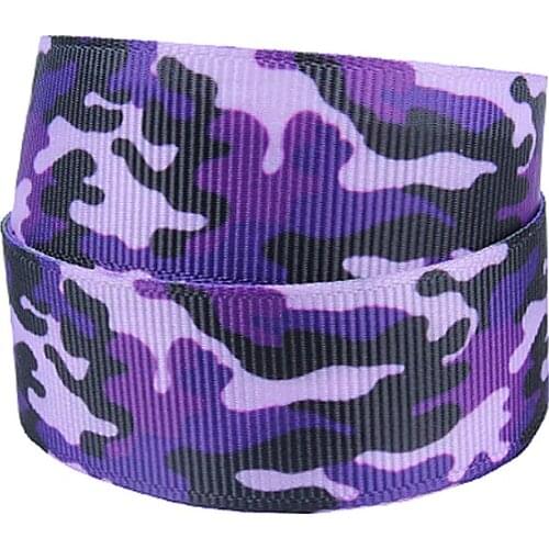 FLRA Ribbon (50yards/lot)FLORA Ribbons wholesale purple Camo printing grosgrain ribbon