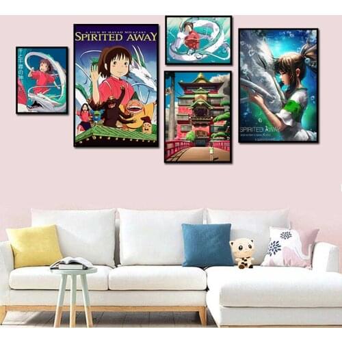 Miyazaki Hayao movie Spirited Away Posters And Prints Canvas Painting Decor Wall Art Picture For kid Room