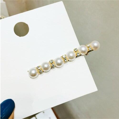Fashion Women Girls Pearl Metal Hair Clip Barrette Rectangle Rhinestone Hairpin Bobby Jewelry Styling Tools Hair Accessories