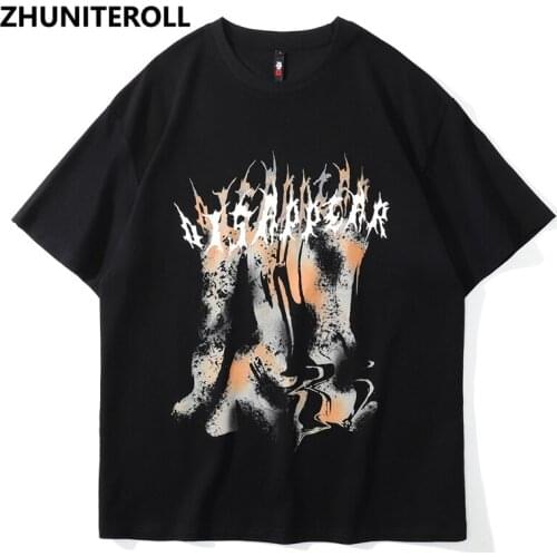 Fashion Harajuku T Shirts Men Graffiti Letter Print 2021 Short Sleeve T-Shirt Streetwear Hip Hop Black Summer Tops Tee Clothing