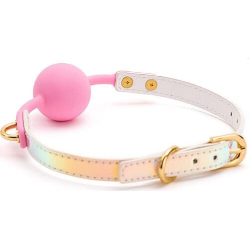 Soft Silicone Ball Gag Oral Fixation Bondage Mouth Gag Mouth Stuffed PU Leather Tape Sex Toys for Couples Adult Games Erotic