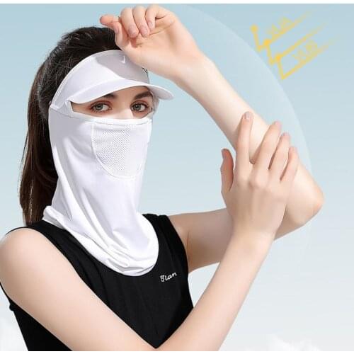 Outdoor Ice Silk Sunscreen HeadScarf Ear-hanging Breathable neck protector Sun Hat Brim One-piece Bandana Cycling Cap