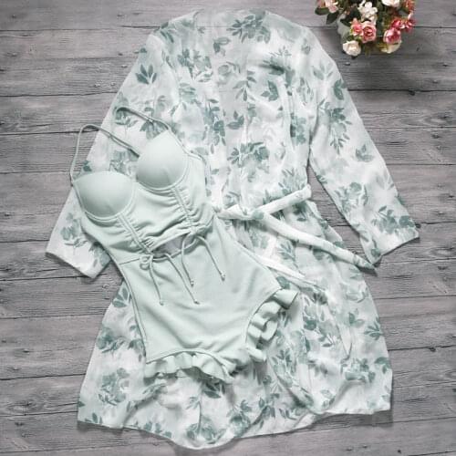 New Women One Piece Swimwear Sexy Hot Spring Bathing Suit Swimming Beachwear Summer Sexy Monokini Swimsuit with Cover-Up