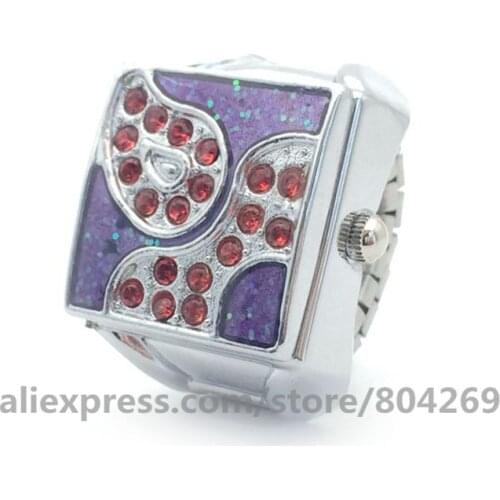 Wholesale Womens Fashion Square Rhinestone Watch Quartz Watch Ring For Women Watches Round Women Jewelry Watch KS128