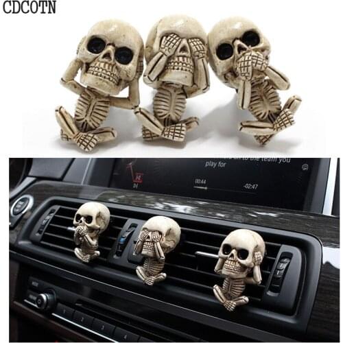 Car Perfume Air Freshener Flower Resin Skull Auto Interior Decoration Accessories Car Air Conditioning Air Outlet Fragrance Clip