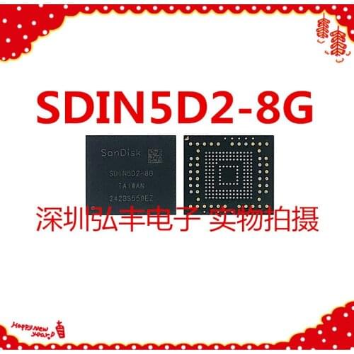 5PCS/LOT SD1N5D2-8G SDIN5D1-8G SDIN5D2-8G BGA153Ball EMMC 8GB Mobilephone Memory Second-hand Soldered Balls Tested OK