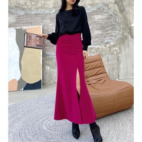 Luxury 2021SS Summer New Women High Waist Slit Midi Fashion Skirt For Female Gdnz 7.20