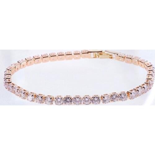 Luxury 4mm Zircon Tennis Chain Bracelet Iced Out Chain Crystal Wedding CZ Bracelet With 3 Assorted Colors