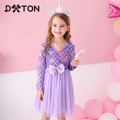 DXTON 2020 Christmas Girls Dresses Long Sleeve Kids Dress For Girls Party Girls Costume Dress With Bow Winter Children Clothing