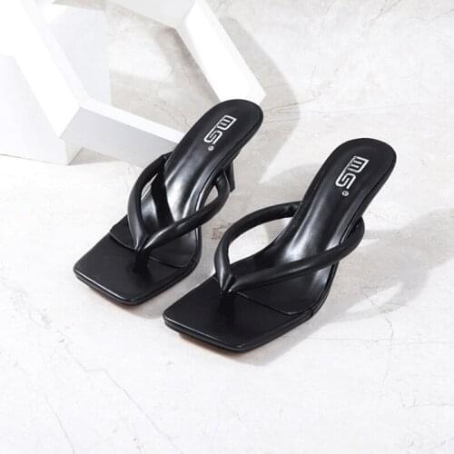 Flip Flops Women Slippers Summer 2021 Outdoor Sandal Slip On Flip Flop Ladies Thin High Heels Slides Elegant Women Shoes Casual