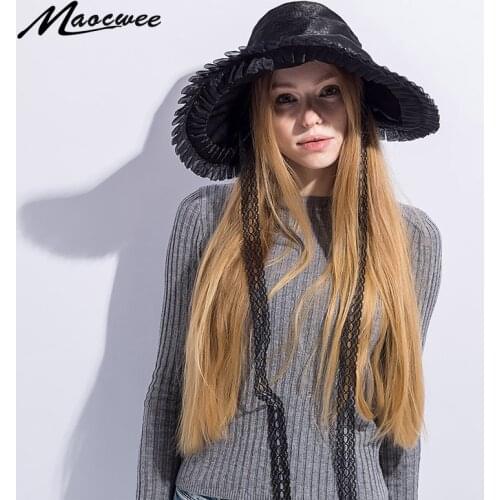New summer ladies foldable ribbon sun hat outdoor sun protection UV visor female fashion wild casual sun hat