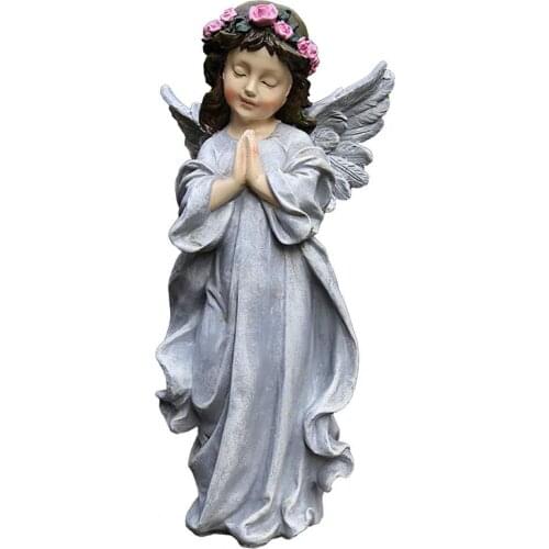Angel Sculptures Exquisite Eye-catching Anti-deform Resin Waterproof Durable Realistic Praying Statue Ornament Garden Decoration