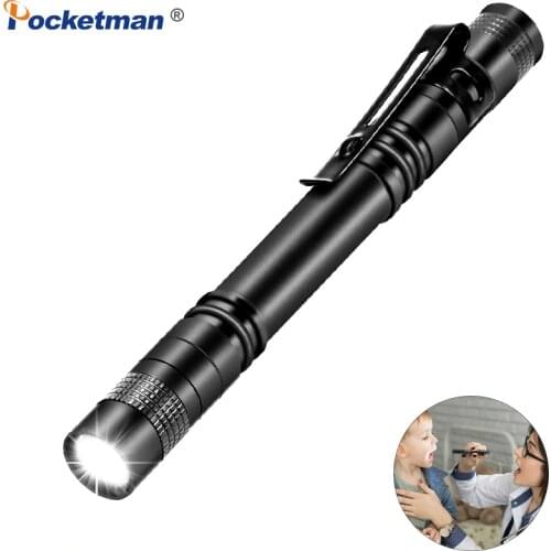 LED Pen Torch Power by 2AAA Batteries, Pocket-Size Pen Flashlight Portable Pocket Clip for a Specialist such as Doctor, Mechanic