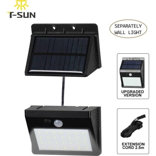 T-SUNRISE 28LED Solar Wall Light Separable Solar Panel In/Outdoor LED Solar Lamp PIR Motion Sensor touch-sensitive modular light