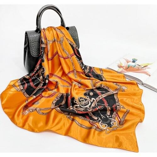 Spring 2021 new silk scarf 90 * 90cm female style silk scarf luxury brand brand designer print sunscreen big scarf silk for hair