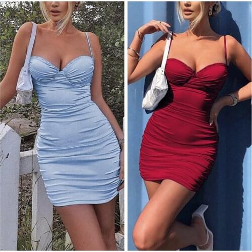 Sleeveless Ruched Dress Women Fashion Solid Color Dresses Sexy Party Clubwear Sundress Female Vestidos