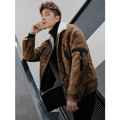 Sheep Shearling Jacket Man Winter Genuine Leather Jacket Men Real Fur Coat Natural Wool Lining 2020 19107-1 KJ3313