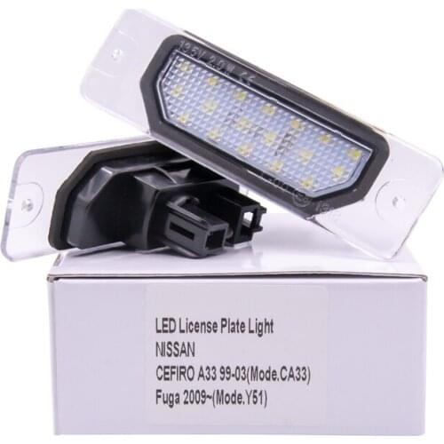 2pcs Car Led License Plate Light Number Lamp For Nissan CEFIRO A33 99-03 Fuga 09- Led Tail Back Lamps Direct Replace