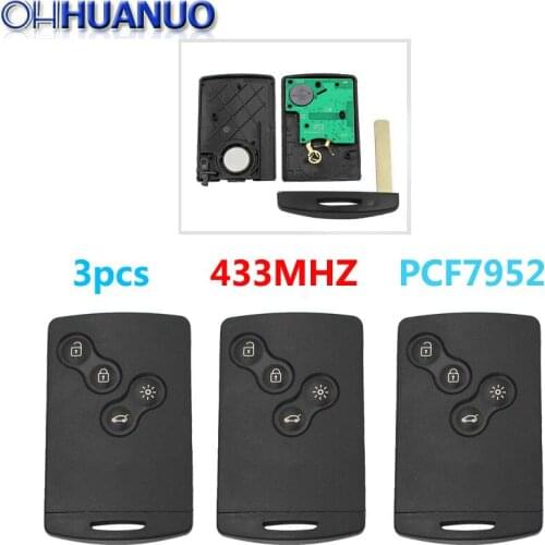 3pcs/lot for Koleos Full smart remote key 433 mhz PKE 7952(After market) with blade
