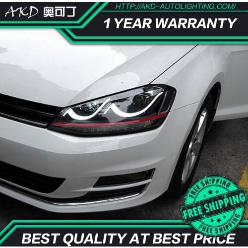 AKD tuning cars Headlight For VW Golf 7 MK7 Headlights LED DRL Running lights Bi-Xenon Beam Fog lights angel eyes Auto