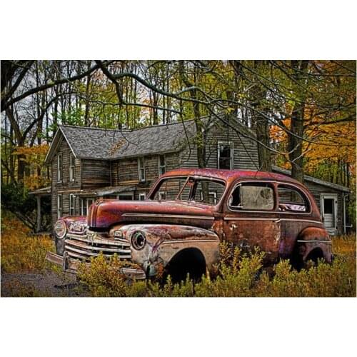 Diamond embroidery Villa old car 5d square drill diamond painting cross stitch crystal diamond mosaic pattern diy art decorative