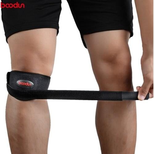 BOODUN 1 PCS Adjustable Patella Belt Knee Strap Protector Guard Support Pad Gym Fitness Sports Knee Brace Support Black Kneepads