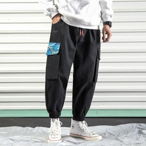Men Patchwork Cargo Pants 2019 Mens Korean Harem Pants Male Streetwear Track Pants