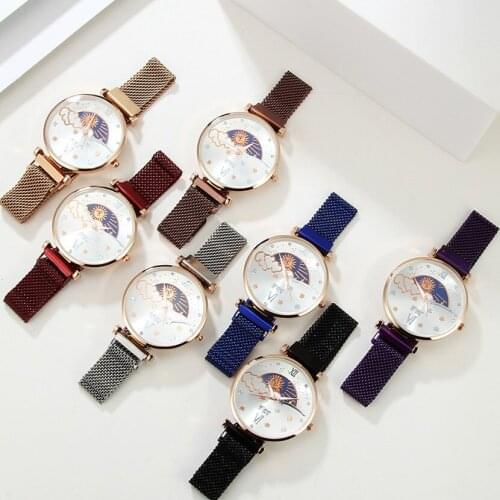 Magnetic strap watch 2020 Womens Watches New Fashion Sun Moon Star Dial Ladies Watches Casual zegarek damski relogio feminino