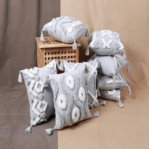 Tassels Tufted Cushion Cover Morocco Style Embroidery Sofa Waist Decorative Pillows Case Home Car Cotton Linen Throw Pillowcase