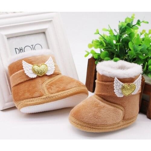 Infant Anti-slip Toddler Shoes Winter Baby Boy Girl Cotton Snow Boots With Loves Mid-tube Boots 0-18M