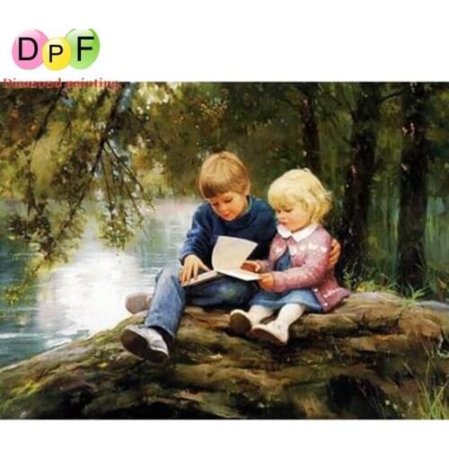 DPF Needlework DIY diamond painting Full embroidery needlework rhinestone the deep Brother and sister love