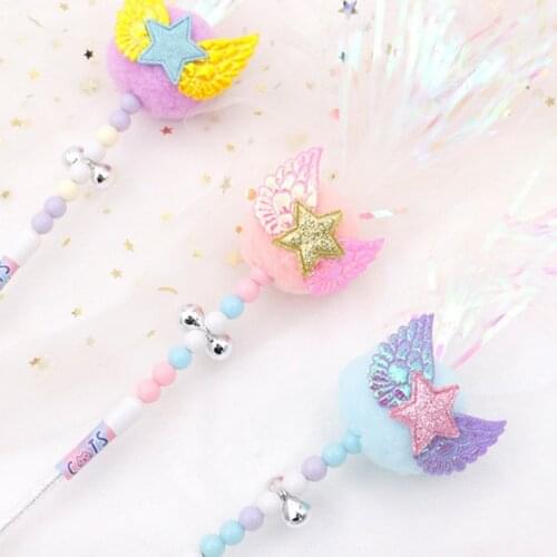 Toy Stick Kitten Wand Toy With Small Bell Plastic Artificial Colorful Tassel Ribbon Cat Teaser Toy Accessories