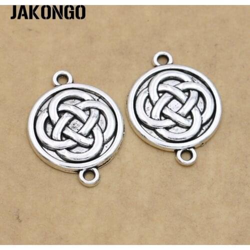JAKONGO Antique Silver Plated China Knot Connectors for Jewelry Making Bracelets Earrings Findings Accessories Craft DIY 20x27mm