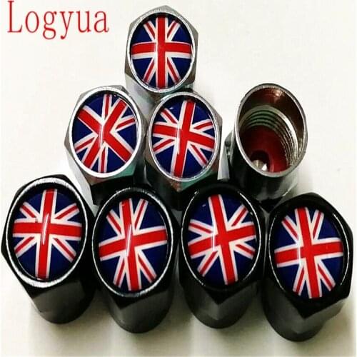 4pcs/lot Car UK Flag Logo Tire Valve Cap Truck Motorcycle Bike Wheel Tire Valve Stem Cap For England Britain British Cars