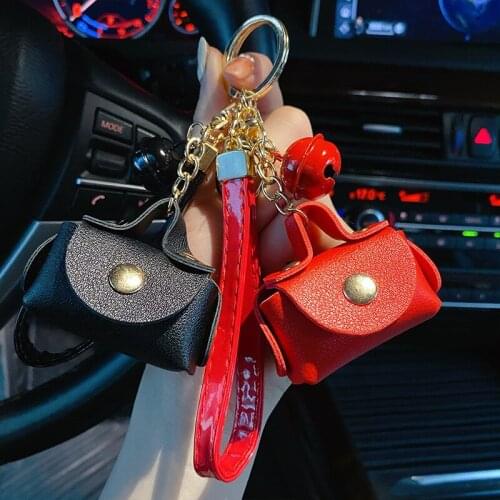Creative Leather Small Bag Keychain Mini Coin Bag Personality Keyring Gift Women Girl Fashion Car Handbag Key Chain