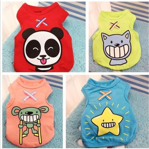 Summer Pet Dog Clothes dog cat Ribbon X Shirt vest Cute cartoon vest for VIP Teddy puppy Dogs Cotton printed Vest