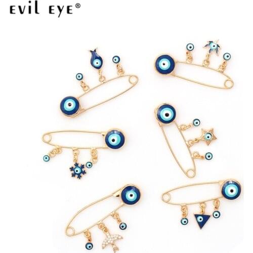 Evil Eye Brooch Plane Metal Gold Color Pin Evil Eye Beautiful Brooch Buckle Clips Jewelry Accessories Gift for Women Men EY6185