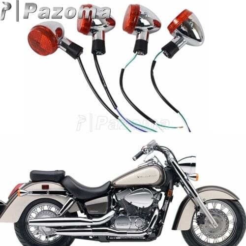 Motorcycle Chrome Rear and Front Turn Signal Indicator Blinker Light for Honda Shadow 400 750 VT750 04-07