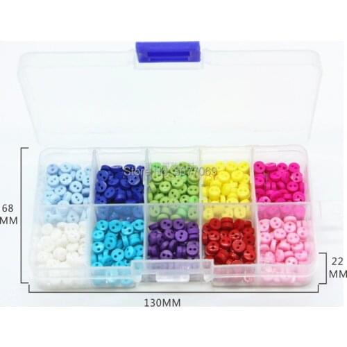Set of 1000pcs(with box) 6mm Round Resin Mini Buttons Sewing 2 Holes Tiny Doll Button For Scrapbooking Cardmaking