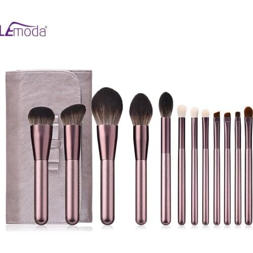 Lemoda Makeup Brushes Set 12Pcs Grape Purple Wooden Handle Powder Foundation Eyeshadow Blush Blending Beauty Woman Cosmetic Kits