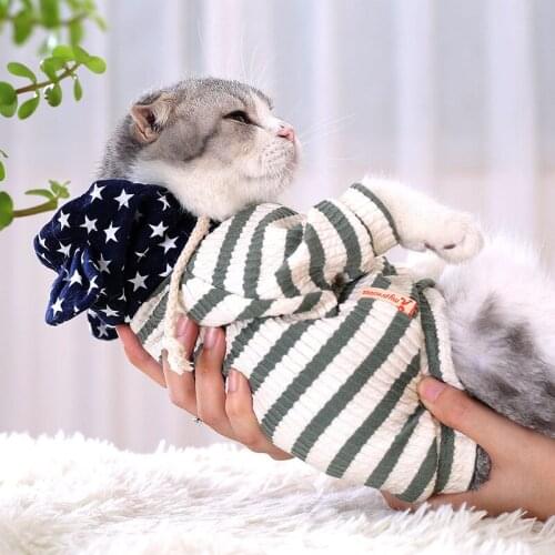 Pop It Pet Clothes Funny Lovely Princess Spring And Autumn Cat Costume Cat And Dog Clothes Stripe Pullover Two Legged Sweater