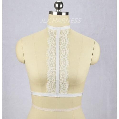 Pastel goth garter belt sexy lingerie spider white handmade liguero elastic bust suit bondage top garter belt set restraint new